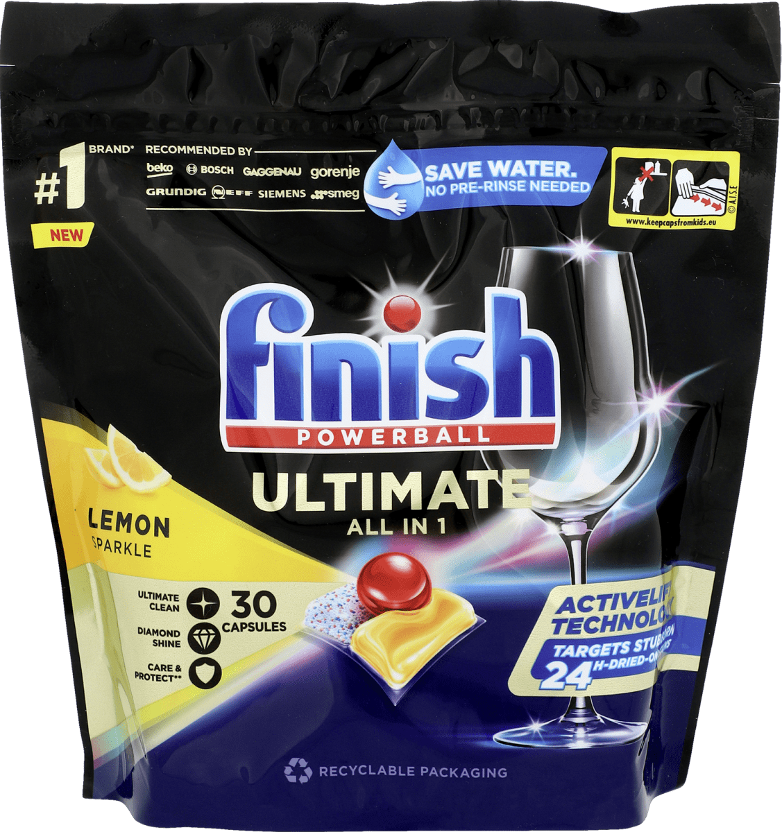 Finish Kapsułki do zmywarek Ultimate All in One cytrynowe, 30 szt