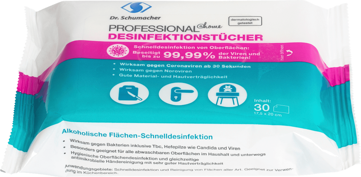 Dr. Schumacher Desinfektionstücher Schnelldesinfektion von Oberflächen