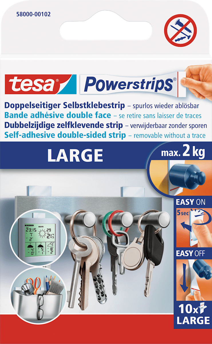 tesa Powerstrips Large für maximal 2 kg, 10 St dauerhaft günstig online