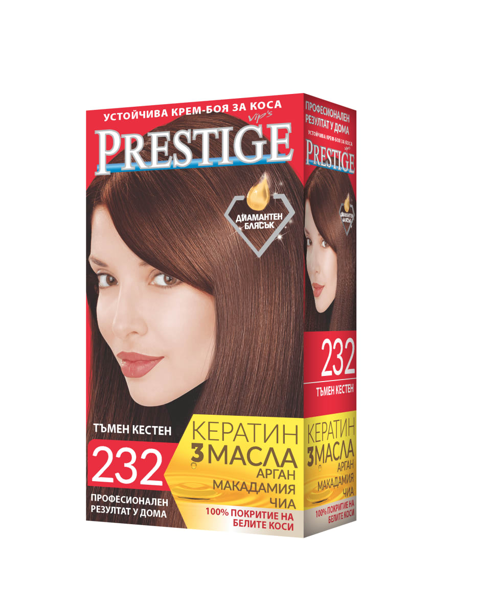 PRESTIGE Крем боя за коса - Nr. 232 Тъмен Кестен, 1 бр. Пазарувай ...