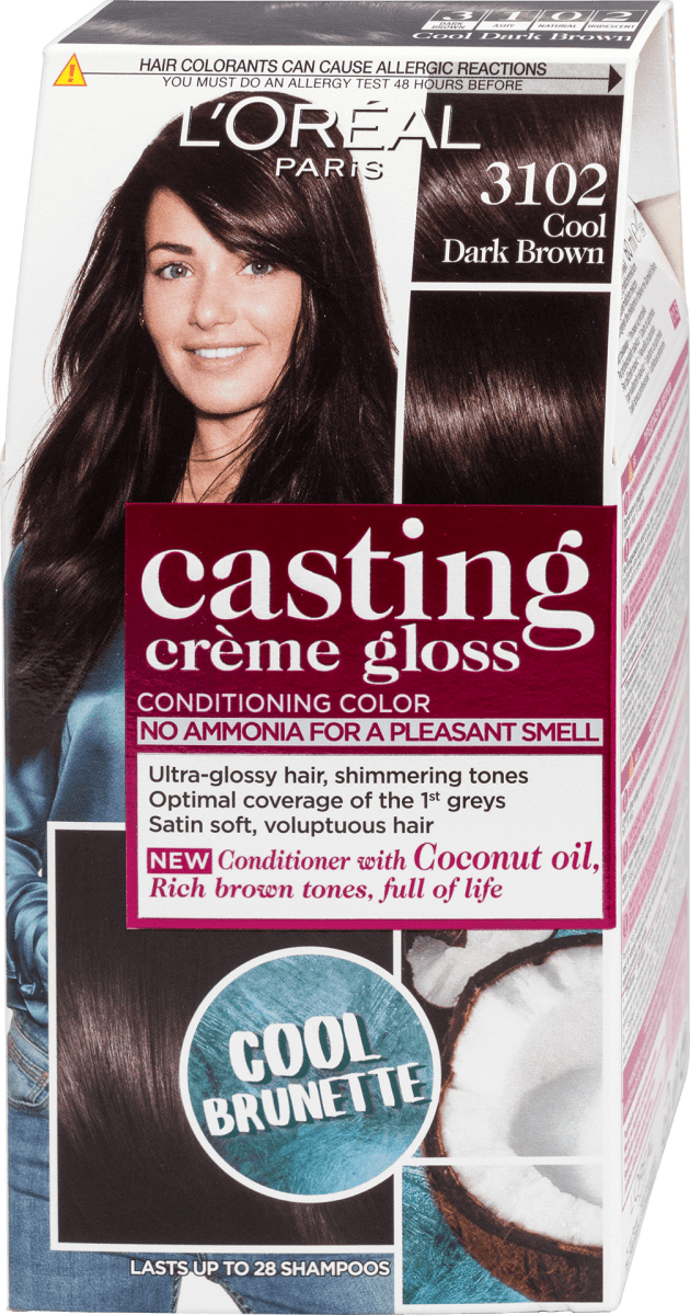 L'Oréal Casting Crème Gloss 3102 Dunkles Kaltbraun – Ammoniakfrei, Mit Glanz-Complex