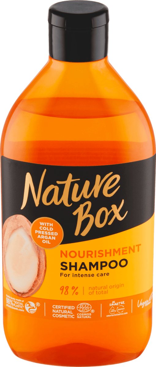 Plecare Cauciuc de bani canal  Nature Box Șampon de păr cu ulei de argan, 385 ml cumpără permanent online  la un preț avantajos | dm.ro