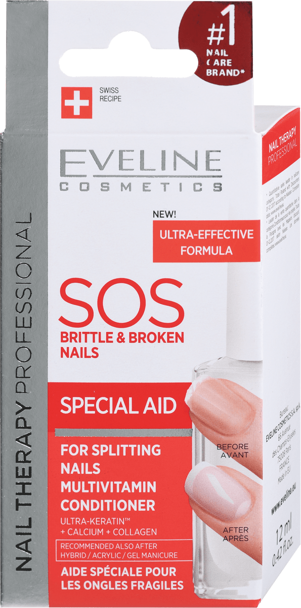 EVELINE COSMETICS Заздравител за нокти с калций и колаген, 12 ml ...