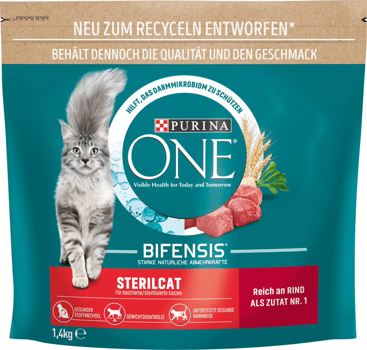 PURINA ONE Trockenfutter Katze Sterilcat mit Rind Weizen1 4
