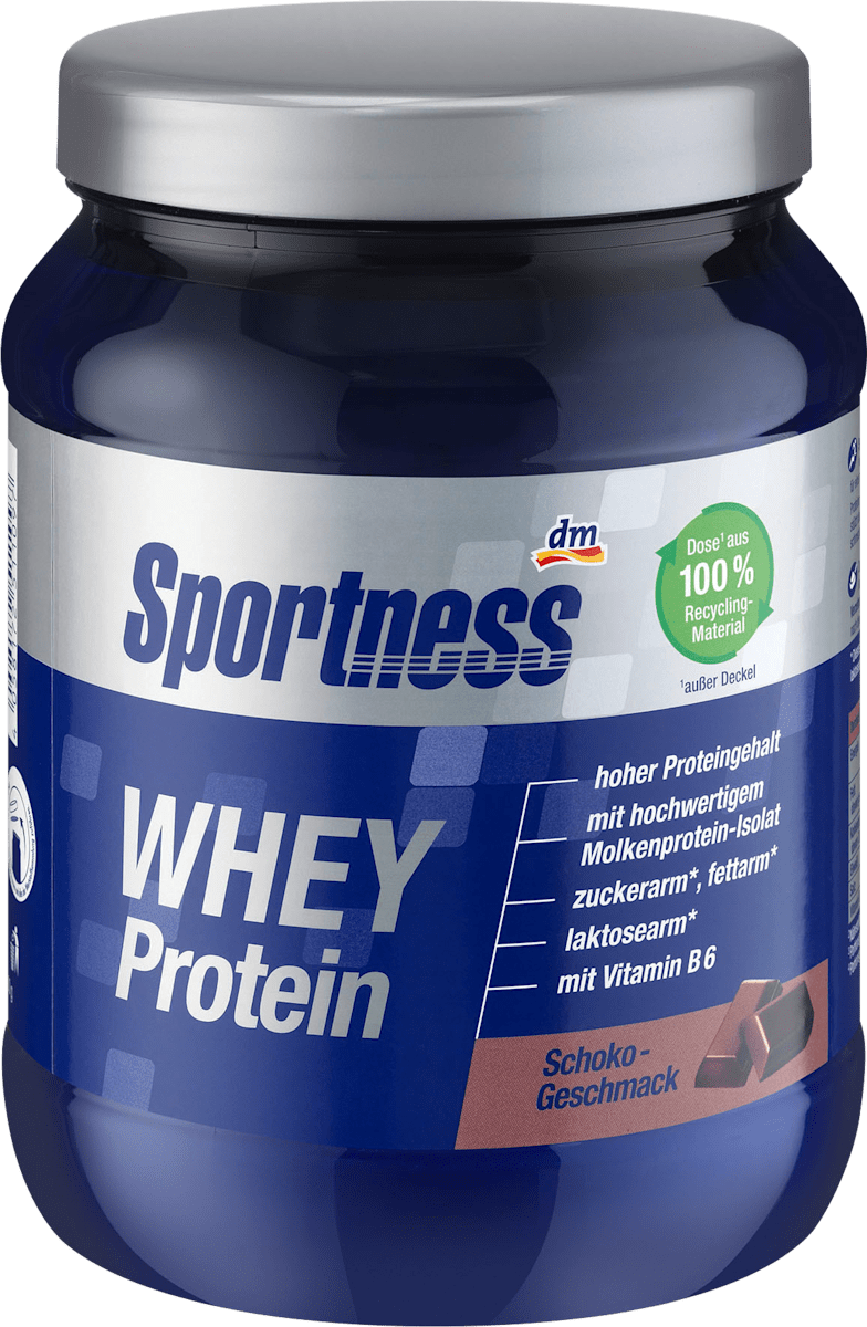 Sportness Whey Protein Pulver, SchokoGeschmack, 450 g dauerhaft