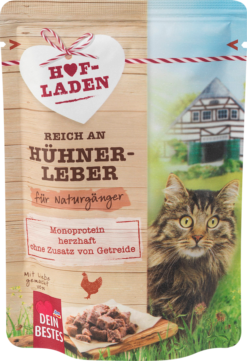 Dein Bestes Nassfutter Katze mit Hühnerleber, Hofladen, 85 g dauerhaft ...