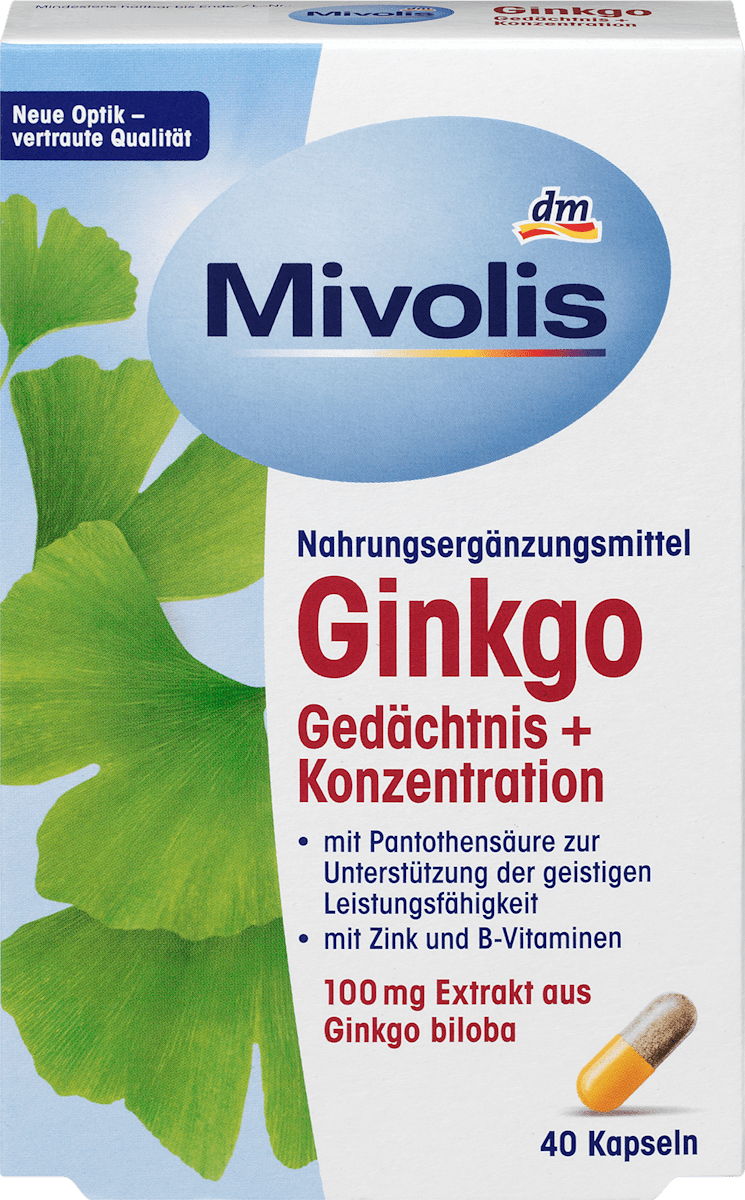 Ginkgo Gedächtnis + Konzentration Kapseln, 40 St., 20 g