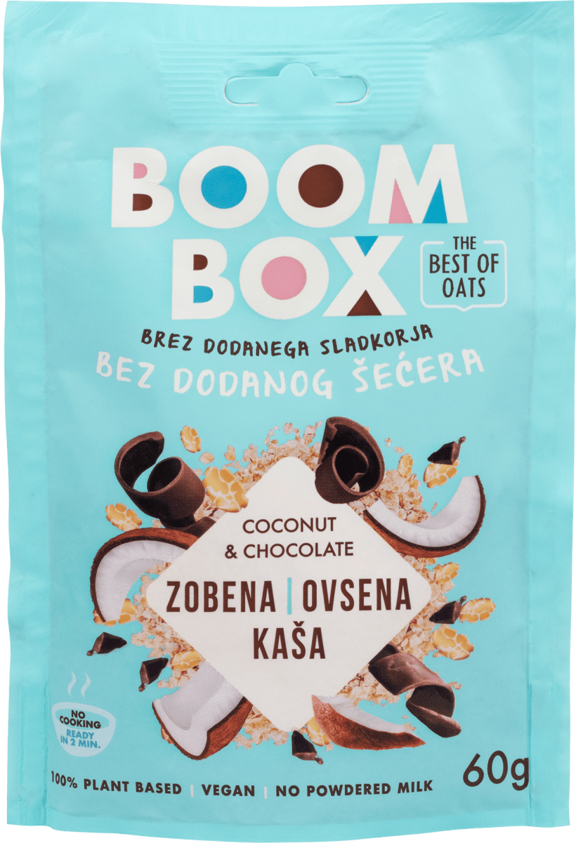 BOOM BOX Zobena kaša kokos i čokolada, 60 g dm.hr
