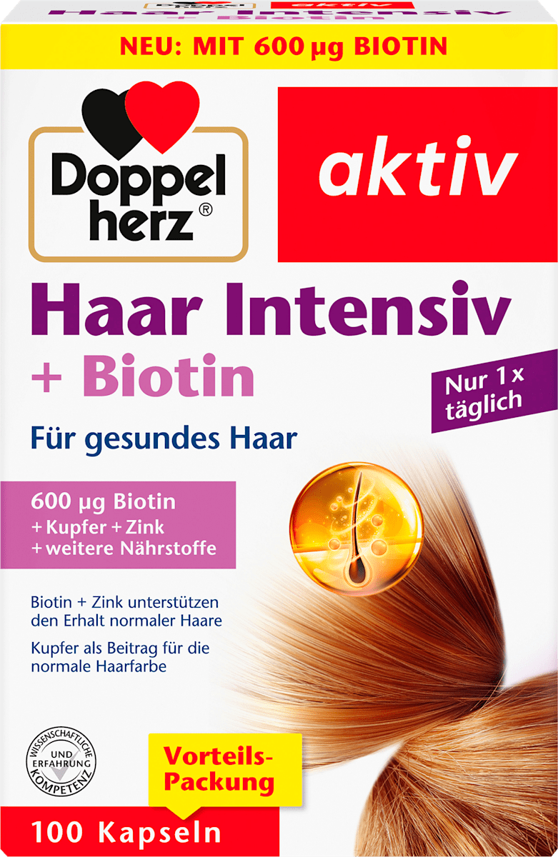 Doppelherz Haar Intensiv + Biotin Kapseln 100 St, 58 g dauerhaft günstig online kaufen dm.de