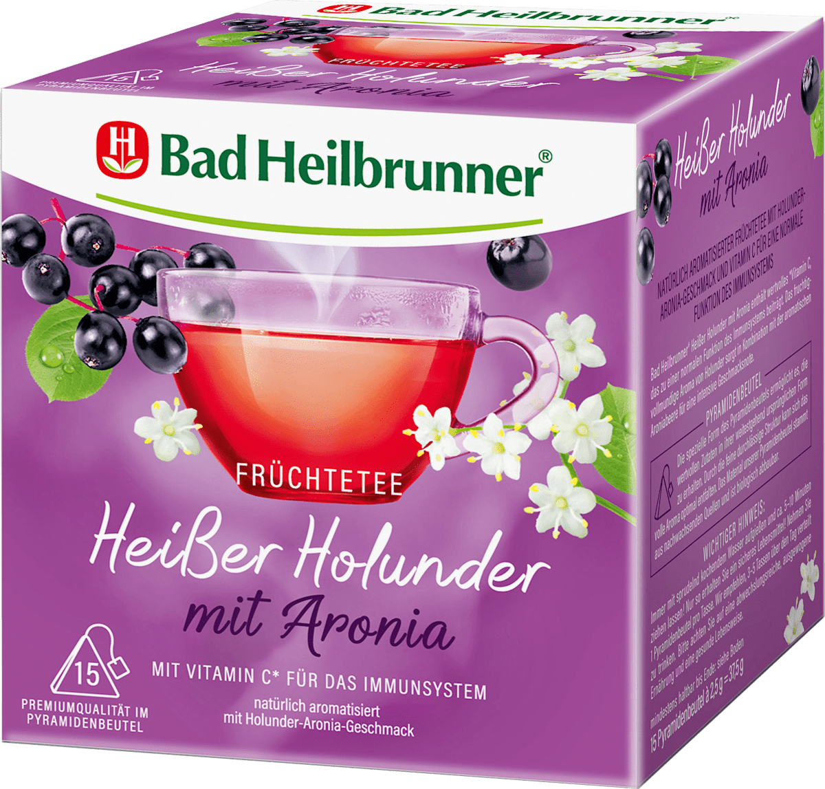 Bad Heilbrunner FrüchteTee, heißer Holunder mit Aronia (15 x 2,5 g
