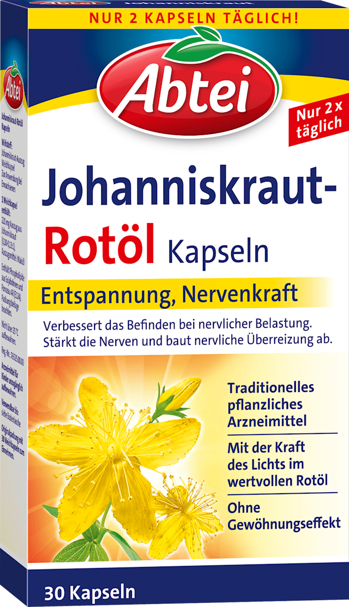 Abtei Johanniskraut Rotöl Kapseln, 30 St dauerhaft günstig online kaufen | dm.de