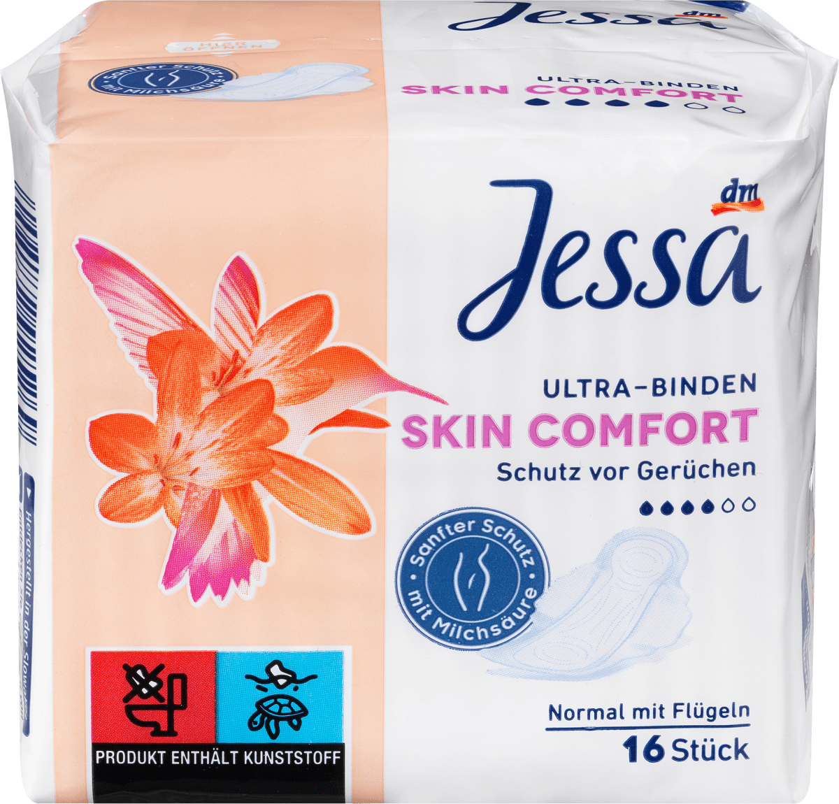 Jessa Ultra Binden Skin Comfort Normal Mit Flügeln 16 St Dmat