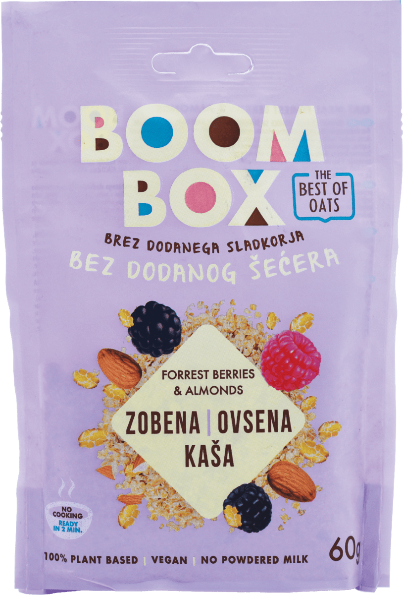 BOOM BOX Zobena kaša šumsko voće i badem, 60 g kupujte online po