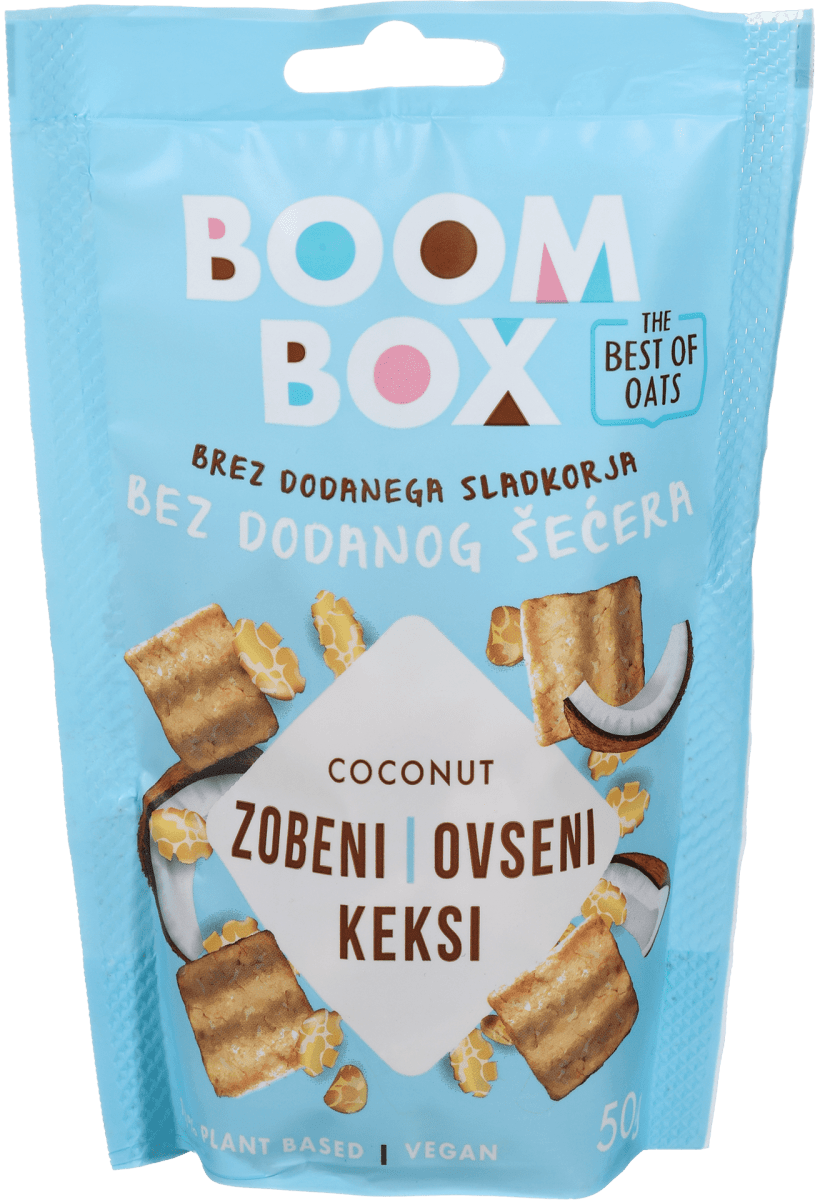 BOOM BOX Ovseni keksi s kokosom, 50 g dm.si