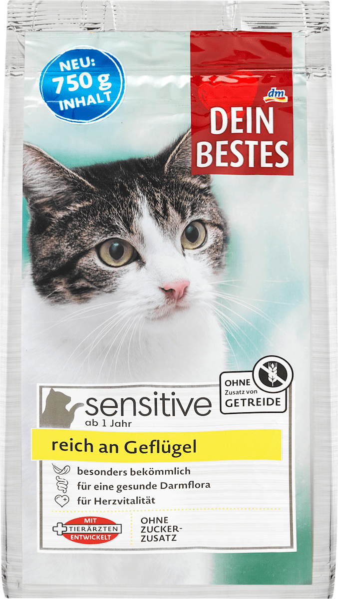 Dein Bestes Trockenfutter Katze, sensitive mit Geflügel, 750 g dauerhaft günstig online kaufen