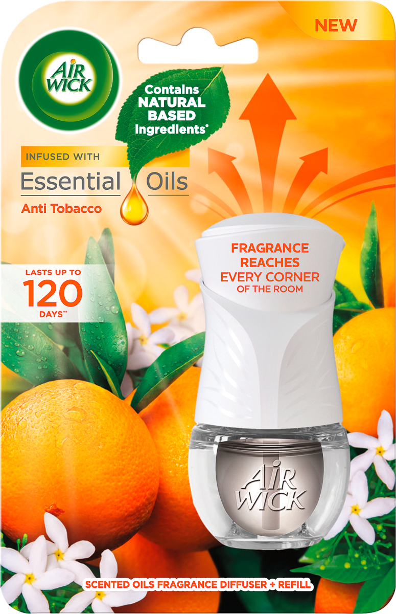 AirWick Essential Oils električni osvježivač zraka Anti Tobacco, 19 g