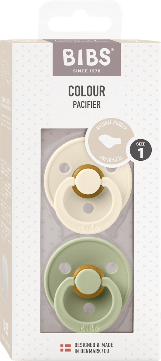 BIBS Schnuller Colour Latex anatomisch, grün/creme, Gr.1, von Geburt an