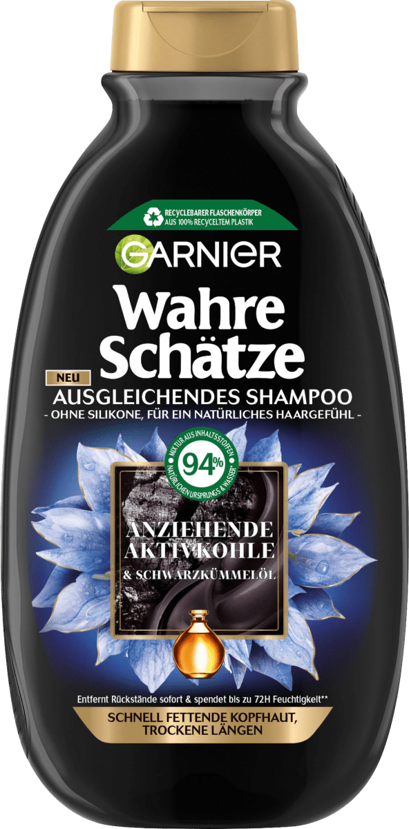 Wahre Schätze Shampoo Anziehende Aktivkohle & Schwarzkümmelöl, 300 ml ...