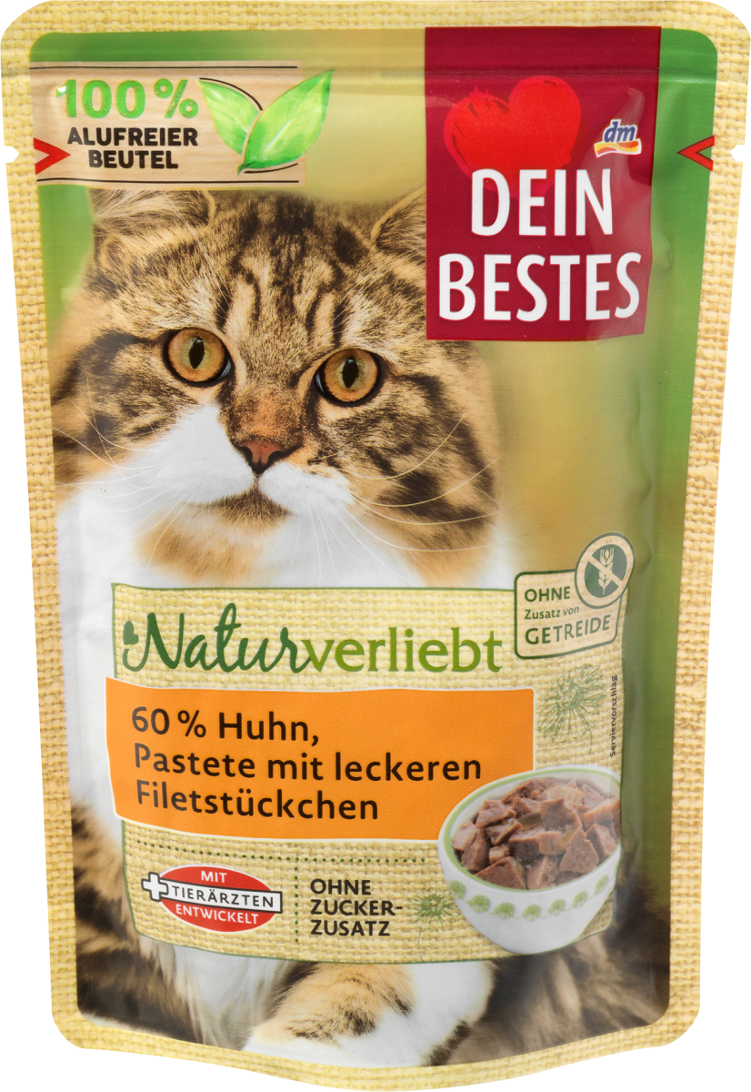 Dein Bestes Nassfutter Katze mit Huhn, Naturverliebt, 85 g dauerhaft günstig online kaufen dm.de