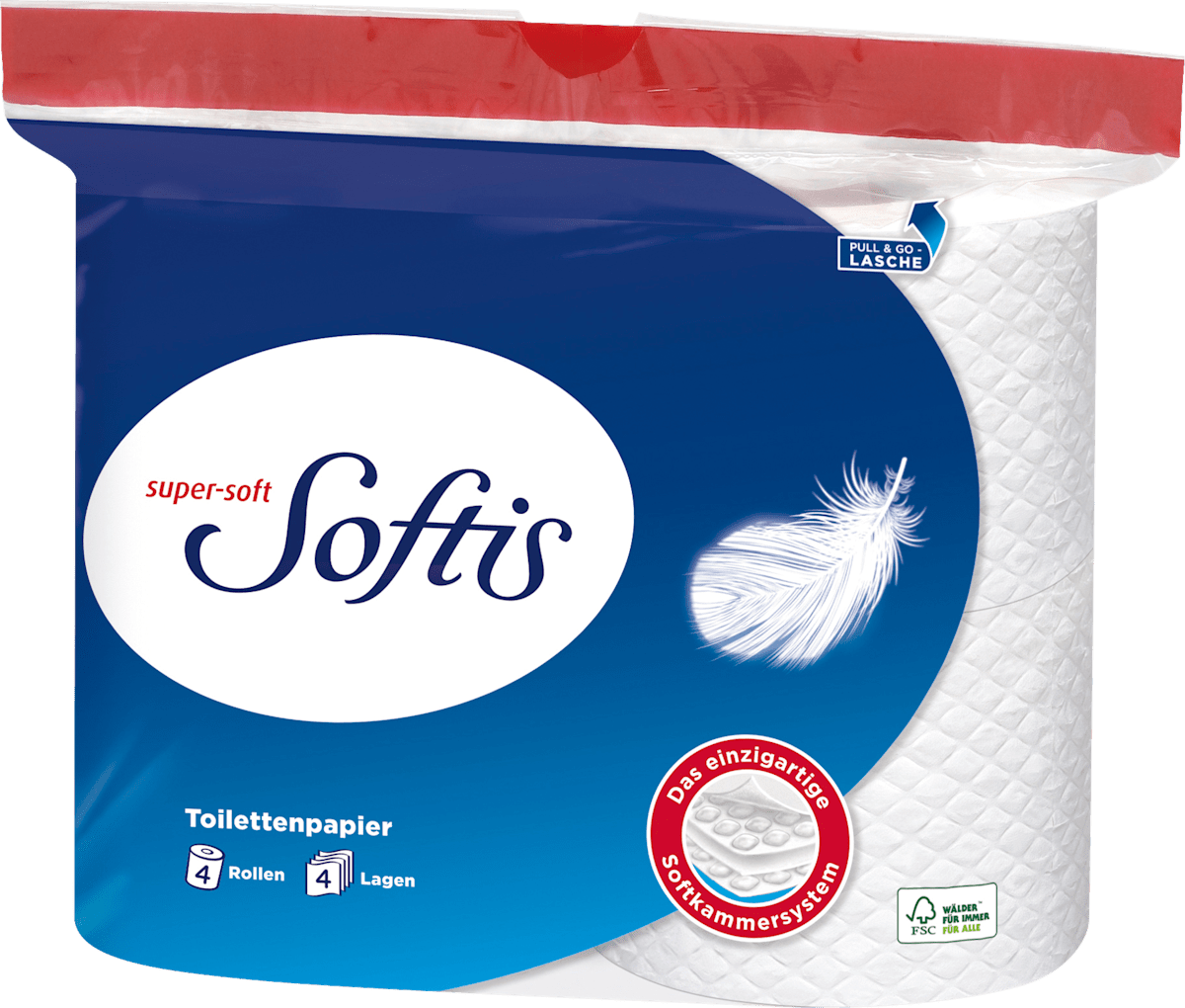 Softis Toilettenpapier 4lagig (4x100 Blatt), 4 St dauerhaft günstig online