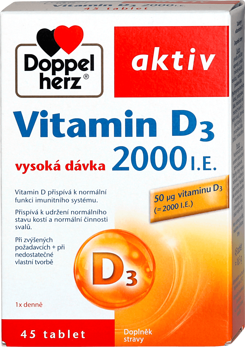 Doppelherz Vitamin D3 vysoká dávka 2000 I.E., 45 ks | dm.cz