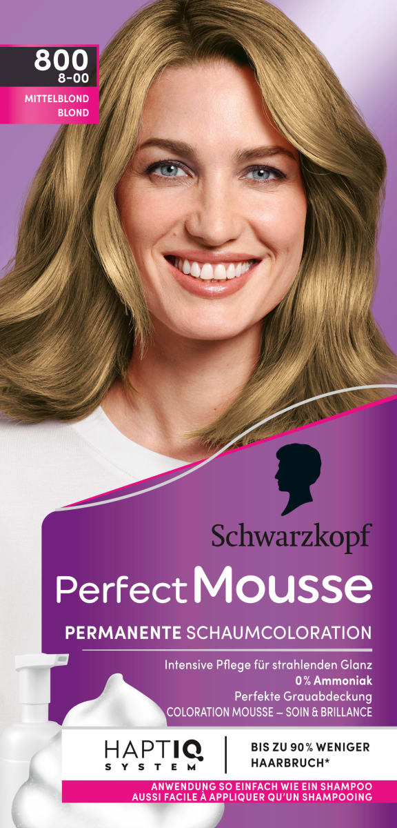 Schwarzkopf Perfect Mousse Haarfarbe Schaum 800 Mittelblond, 1 St ...