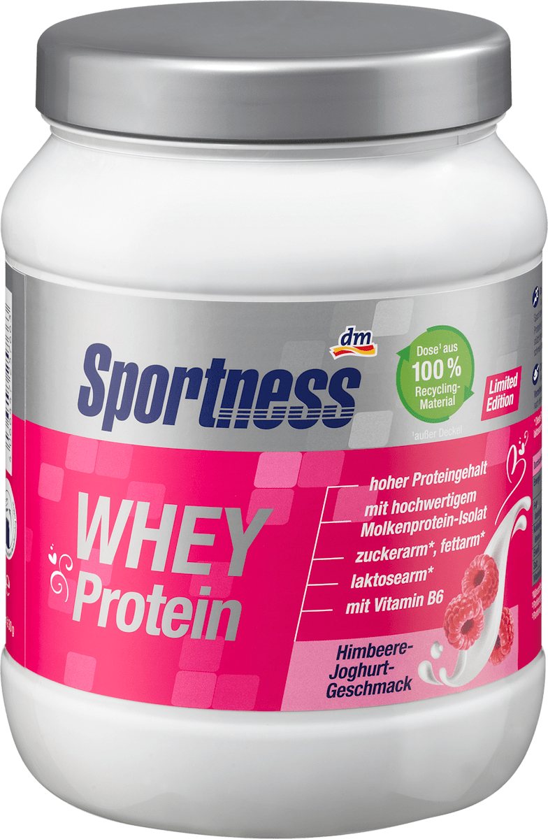 Sportness Whey Protein HimbeereJoghurtGeschmack, 450 g dauerhaft