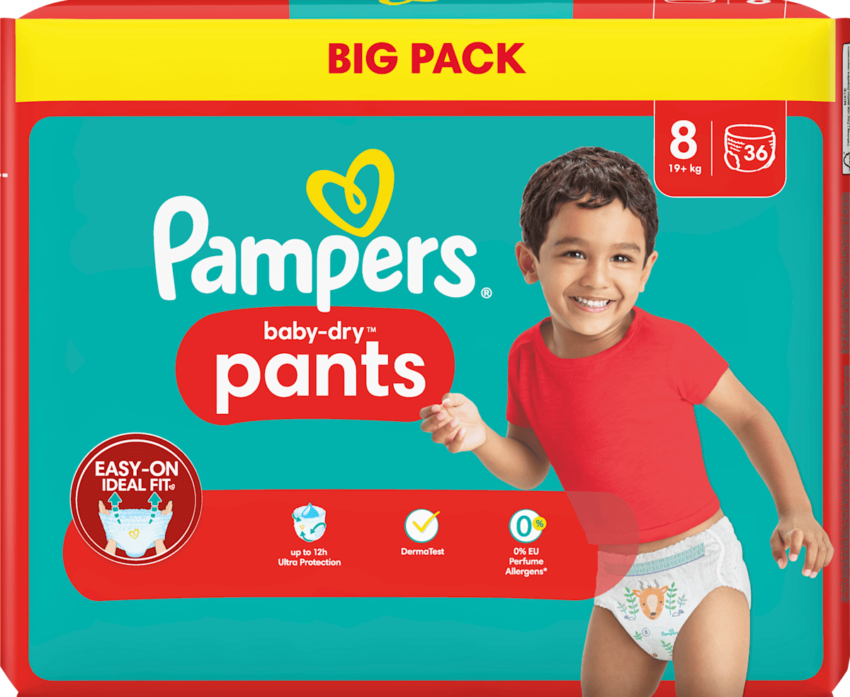 Pampers Baby Pants Baby Dry Gr.8 Extra Large (19+ kg), Big Pack, 36 St