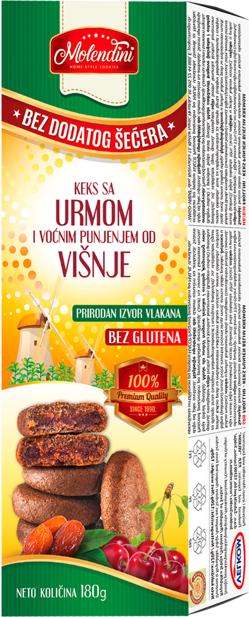 Molendini Keks bez glutena - hurma i višnja, 180 g kupujte online po ...