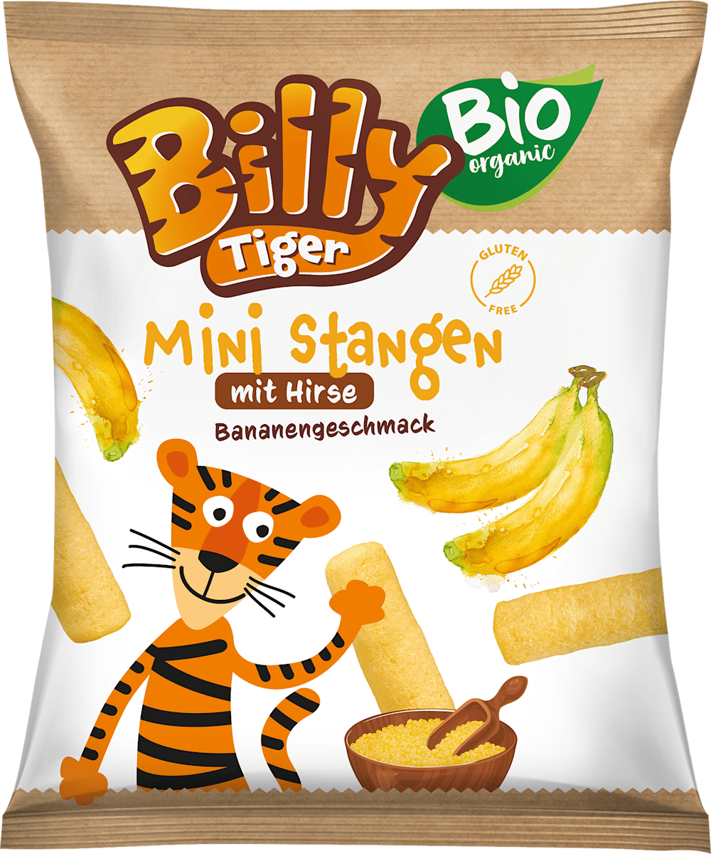 Billy Tiger Mini Stangen mit Hirse Bananengeschmack, 30 g dm.at