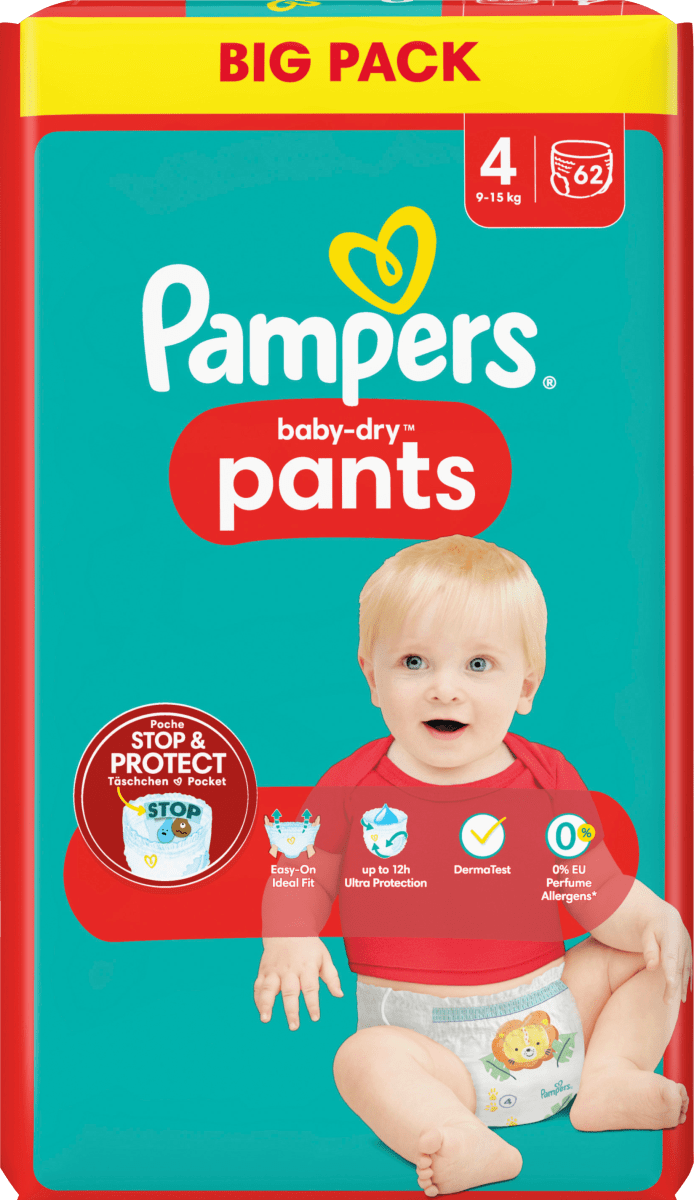 Beperken kader Fobie Pampers baby-dry Pants Gr. 4 (9-15 kg) Big Pack, 62 St | dm.at