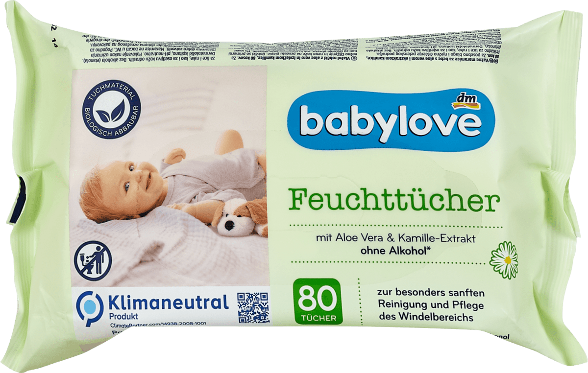 babylove Feuchttücher mit Aloe Vera und Kamille-Extrakt, 80 St | dm.at