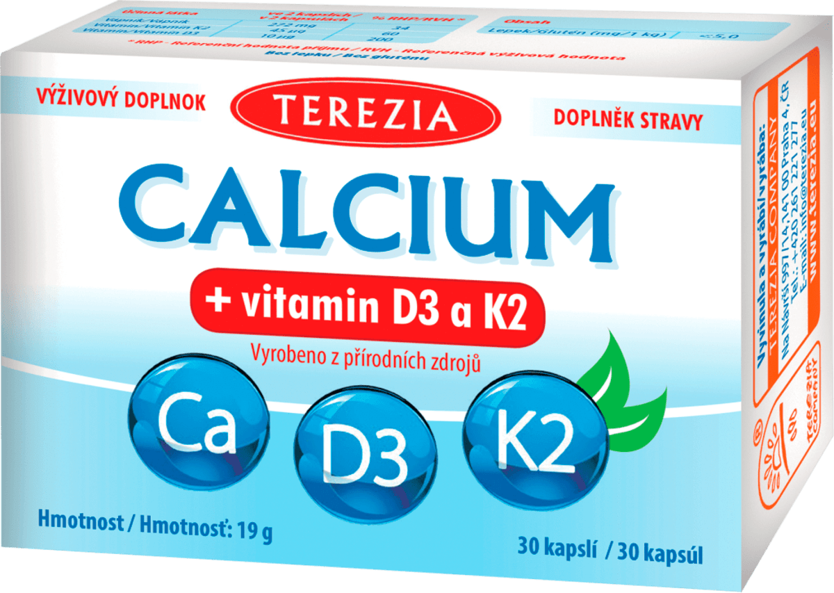 TEREZIA Calcium + vitamín D3 a K2, 30 ks dm.cz