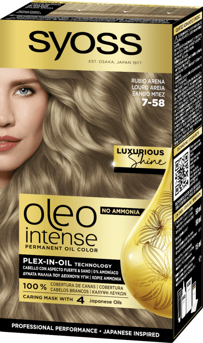 syoss Oleo Intense Vopsea de păr permanentă 7-58 Blond bej rece, 1 buc ...