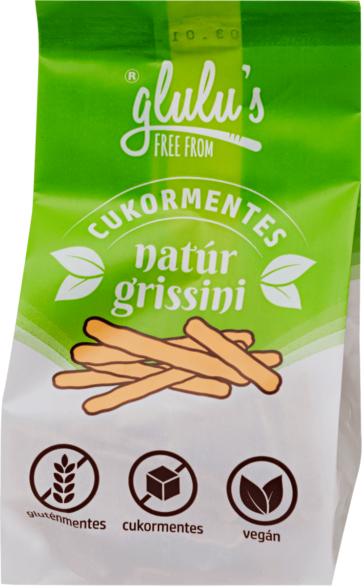 Glulu’s FreeFrom Natúr grissini, cukor- és gluténmentes, 70 g | dm.hu