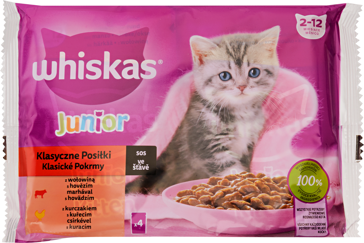 Whiskas Macska alutasakos eledel junior húsos, 0,34 kg dm.hu