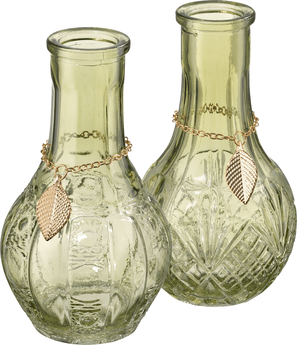 Dekorieren & Einrichten Glasvase mit goldenem Anhänger, grün, 1 St