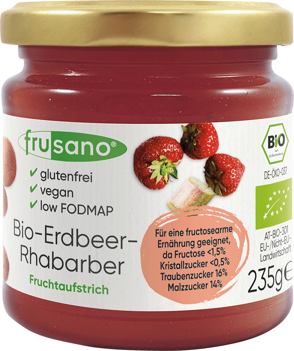 Frusano Fruchtaufstrich, Erdbeer &amp; Rhabarber, 235 g dauerhaft günstig ...