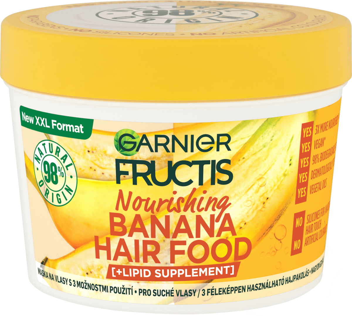 GARNIER FRUCTIS Vyživujúca maska na suché vlasy Banana Hair Food, 400