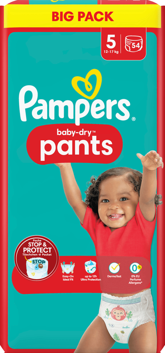 Pampers Baby Pants Dry Gr.5 Junior (12-17 kg), Big Pack, 54 St dauerhaft günstig online | dm.de