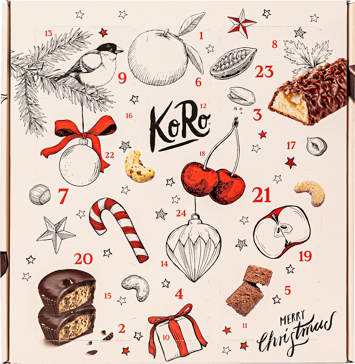 Adventskalender 2023 mit 24 süßen & salzigen Snacks, 1 St