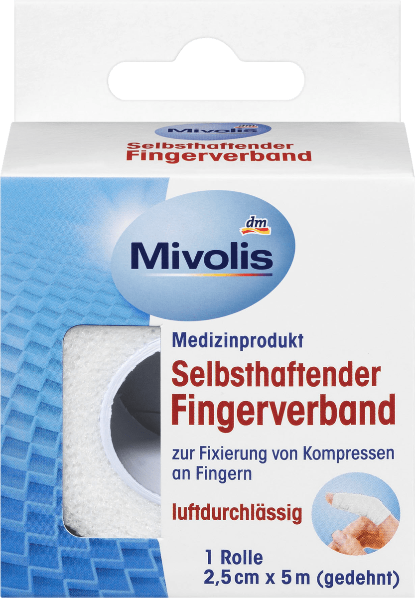 Selbsthaftender Fingerverband, 2,5 cm x 5 m (gedehnt), 1 Rolle, 5 m