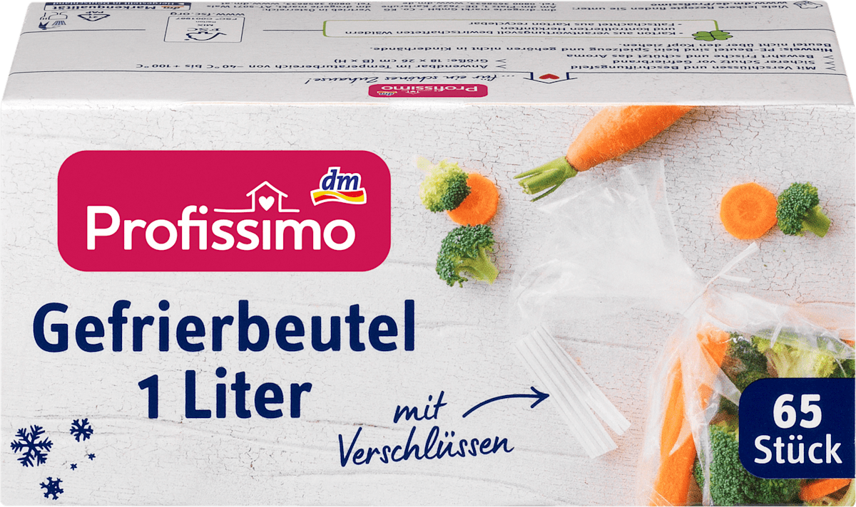 Gefrierbeutel 1 l mit Verschlüssen, 65 St