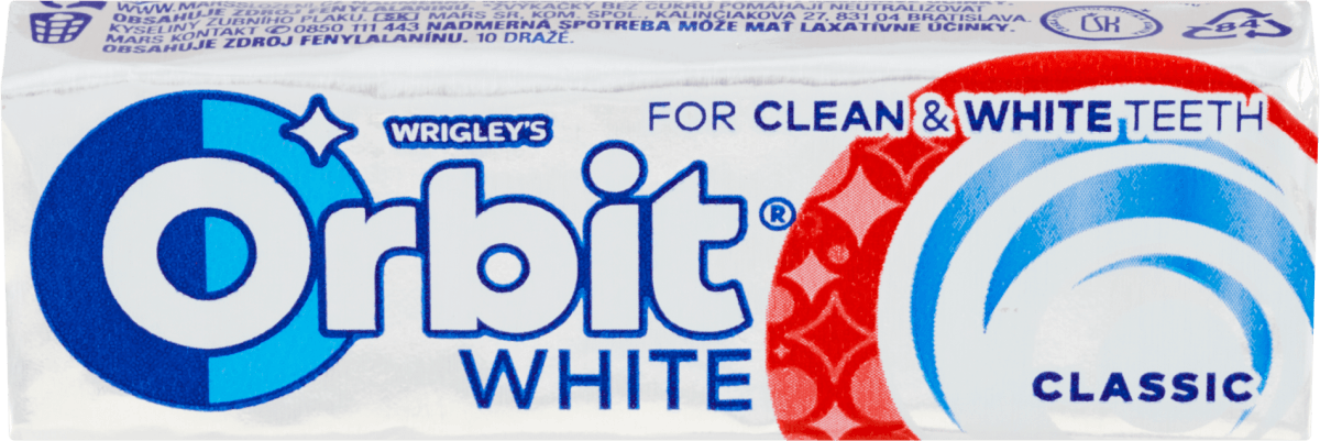 Orbit žvýkačky White Classic dražé, 10 ks | dm.cz
