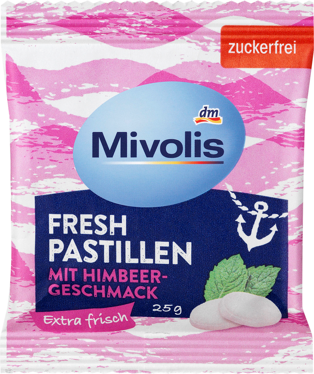 Pastillen, Himbeere, zuckerfrei, 25 g