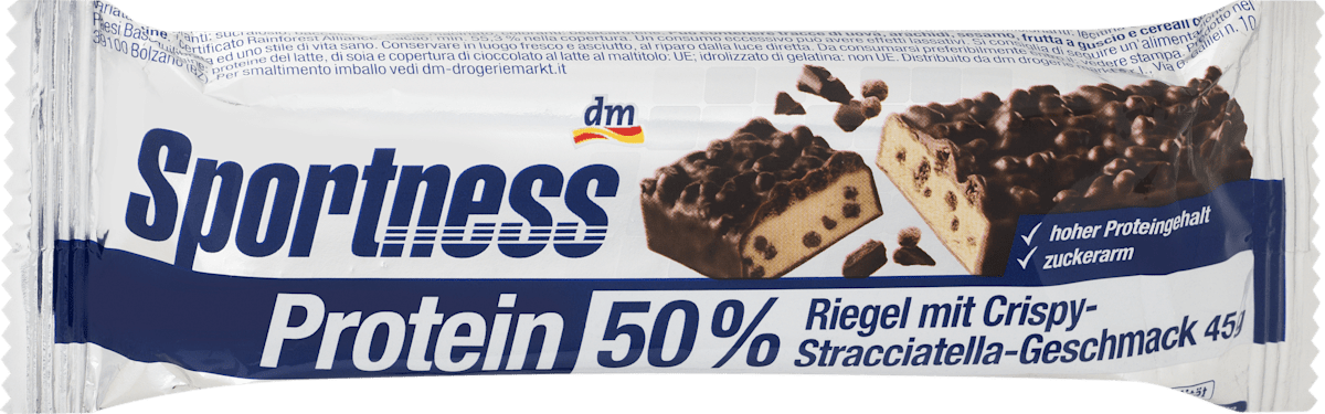 Proteinriegel 50%, Crispy Stracciatella Geschmack, 45 g