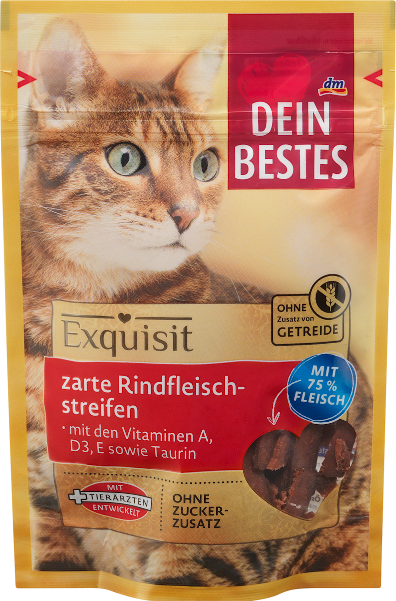 Katzenleckerli Rindfleischstreifen, Exquisit, 50 g
