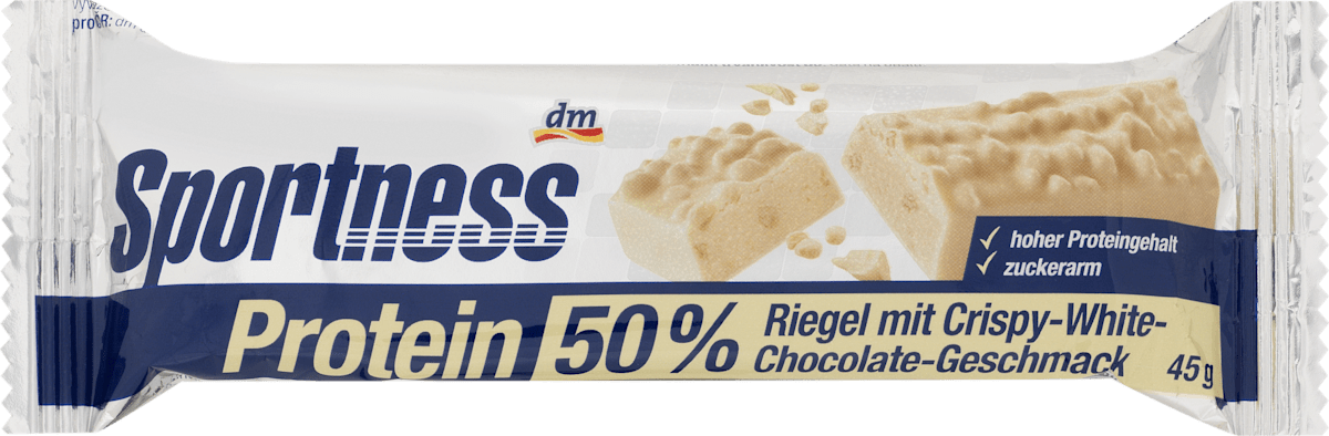 Proteinriegel 50%, Crispy White Chocolate Geschmack, 45 g