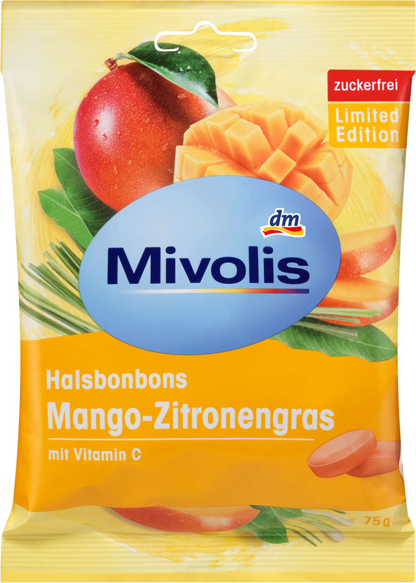Bonbon, Mango-Zitronengras, zuckerfrei, 75 g