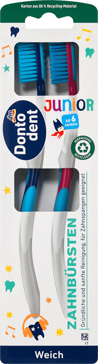 Zahnbürste Kinder Junior weich, ab 6 Jahre, 2 St, 2 St
